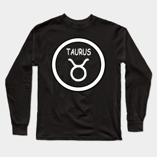 Taurus, white circle, transparent background Long Sleeve T-Shirt